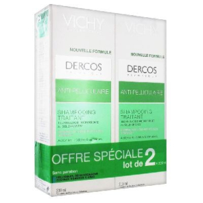 Vichy Dercos Shampooing Traitant Anti-Pelliculaire Cheveux Normaux à Gras Lot de 2 x 200 ml