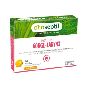 OLIOSEPTIL Pastilles Gorge-Larynx Miel Citron boite de 24