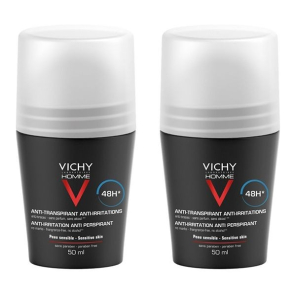 VICHY Homme Déodorant Anti-Transpirant Anti-Irritations 48H Roll-On 2x50ML