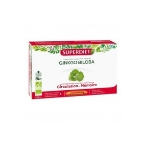 Superdiet Ginkgo biloba bio complément alimentaire 20 ampoules 300ml