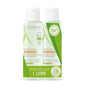 A-DERMA EXOMEGA CONT GEL LAV BEBE 2X500ML