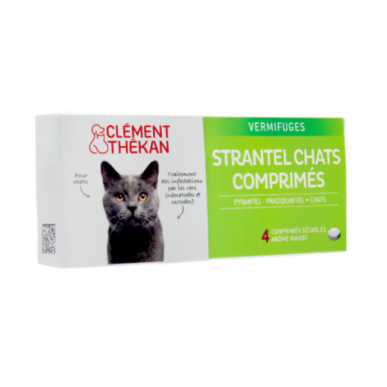 Strantel Chat - Vermifuge Chat - 4 Comprimés - Clément Thékan