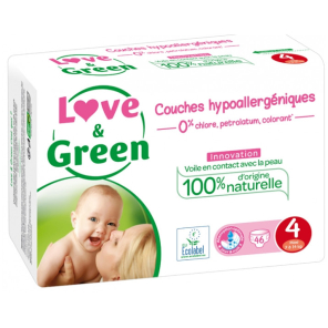 LOVE&GREEN Couches Hypoallergéniques T4 paquet de 46