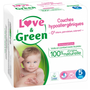 LOVE&GREEN Couches Hypoallergéniques T5 paquet de 40