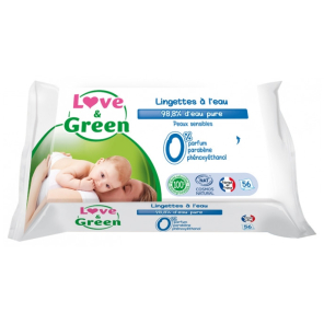 LOVE&GREEN Lingettes Sans Parfum paquet de 56