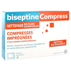 BISEPTINE Compresses Imprégnées Sachet boite de 8