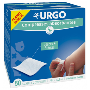 URGO Compresses Absorbantes Douces 7,5X7,5CM boite de 50