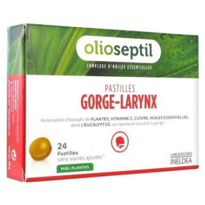 OLIOSEPTIL Pastilles Gorge-larynx Miel Eucalyptus boite de 24