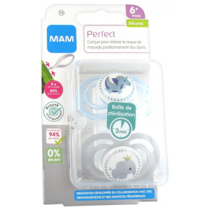 MAM SUCETTE SILICONE PERFECT +6M X2