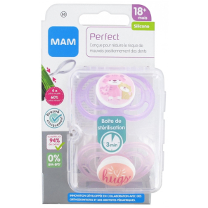 MAM 2 Sucettes Perfect Nuit Silicone 6 Mois et +