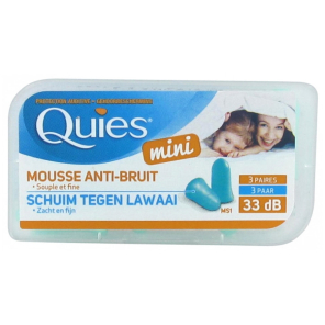 Quies - Quies protection auditive mini mousse 3 paires - Bouchons anti  bruit pour conduit sensible - Lot de 3 Boites de 3 Paires (3) : :  Hygiène et Santé