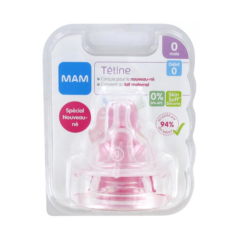 Philips Avent Lot de 2 tétines pour biberons Natural débit nouveau-né pour  les bébés de 0 mois et +