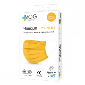 VOG Masque Chirurgical Adulte Orange Type IIR boite de 10