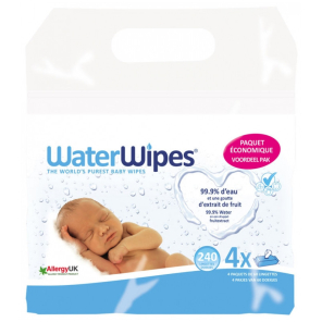 Waterwipes lingettes bébé 100% naturelles lot de 4x60 lingettes