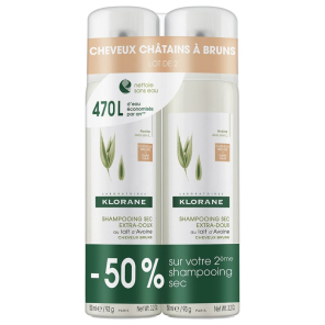 KLORANE SHP SEC AVOINE TEINTE 2 X 150ML