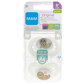 MAM Sucettes Original Anatomiques Silicone Animaux +6M boite de 2