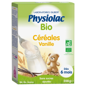 PHYSIOLAC Céréales Vanille Bio Dès 6M 200G