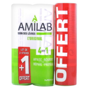 AMILAB Baume Lèvres 2x3.6ML + 1 OFFERT