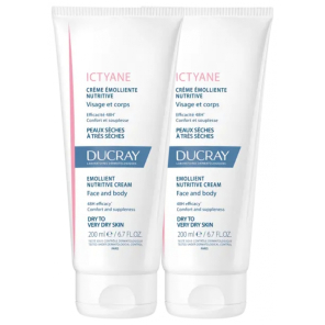 Ducray Ictyane Crème Émolliente Nutritive Visage et Corps Lot de 2 x 200 ml