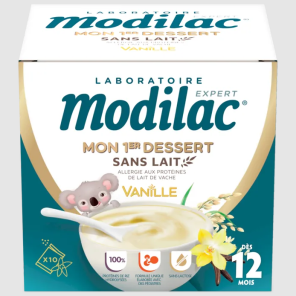 MODILAC Mon 1er Dessert Sans Lait Goût Vanille - Dès 12 mois, 10 Sachets