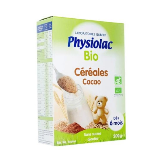 Physiolac Bio céréales Cacao en poudre - Alimentation Bébé dès 6 mois