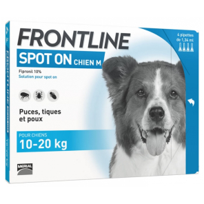 FRONTLINE Spot-On Chien M 10-20 kg Pipettes boite de 4