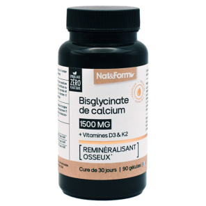 NAT&FORM Bisglycinate De Calcium D3 K2 Gélules boite de 90