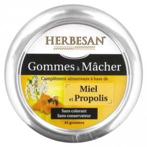 HERBESAN Gommes à Mâcher Miel/Propolis 45G