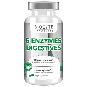 BIOCYTE Longevity 5 Enzymes Gélules boite de 60