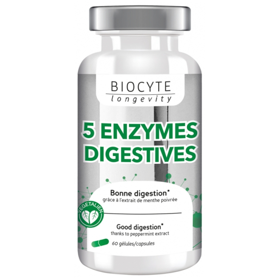 BIOCYTE 5 ENZYMES VEGAN 60 GELULES