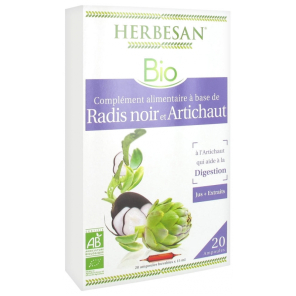 HERBESAN Bio Radis Noir et Artichaud Ampoules boite de 20