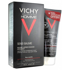 VICHY Homme Sensi Baume Baume Après Rasage 75ML + Hydra Mag C Gel Douche 100ML OFFERT