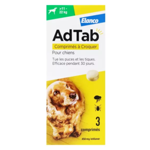 ADTAB Antiparasitaire Interne Chien de +11 à 22kg - 3 Comprimés à Croquer