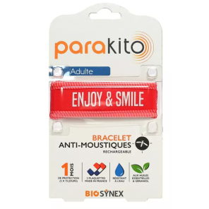 PARAKITO Adulte Bracelet Anti Moustiques Rechargeable Rouge