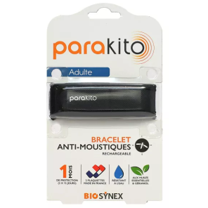 PARAKITO Bracelet Anti-Moustiques Adulte Rechargeable Noir