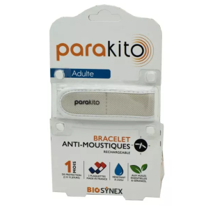 PARAKITO Bracelet Anti-Moustiques Adulte Rechargeable Blanc