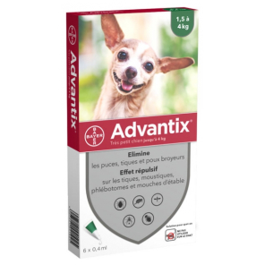 ADVANTIX Très Petit Chien Jusqu'à 4KG Pipettes boite de 6