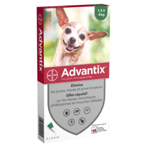 ADVANTIX Très Petit Chien Jusqu'à 4KG Pipettes boite de 4