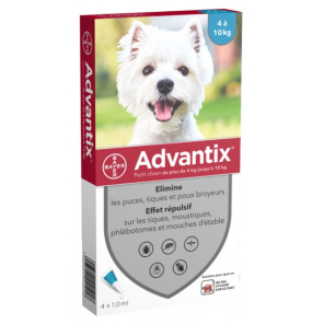 ADVANTIX Petit Chien 4-10KG Pipettes boite de 4