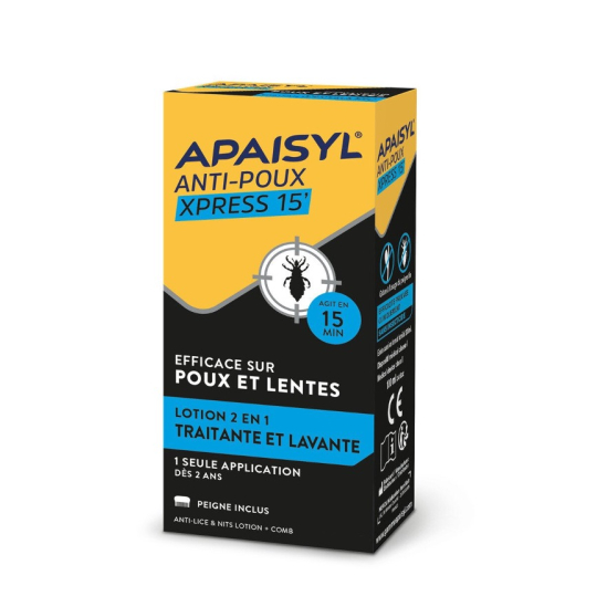 APAISYL Anti-Poux Lotion Traitante et Lavante Poux et Lentes 100ML + Peigne