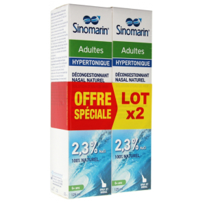 SINOMARIN Spray Nasal Adult Hypertonique Nez Bouche 2x125ml