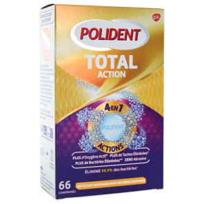 Polident Nettoyant Total Action 66 Comprimés