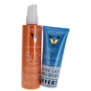 VICHY Capital Soleil Spray Fluide Invisible SPF50+ 200 ml + Lait Apaisant Après-Soleil 100 ml Offert