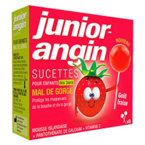 JUNIOR ANGIN Sucettes Maux de Gorge dès 3 Ans boite de 8