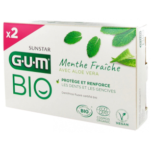 GUM Dentifrice Menthe Fraîche Aloe Vera Bio 2x75ML