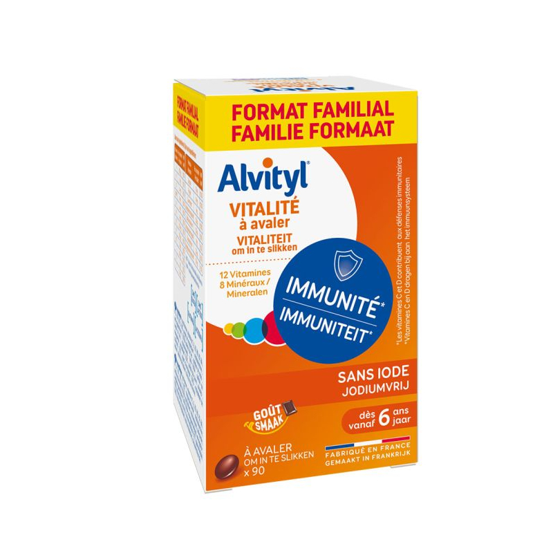 Alvityl - Comprimés à croquer Vitalité - 12 vitamines et 8 minéraux - Dès 4  ans - 30 comprimés