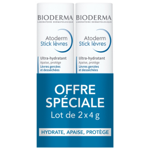 BIODERMA Atoderm Stick Lèvres Ultra-Hydratant Lot de 2x4g