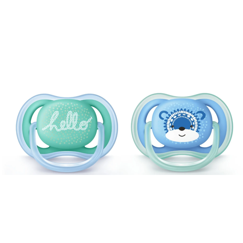 Avent lot de 2 sucettes ultra air boy animal 0-6 mois