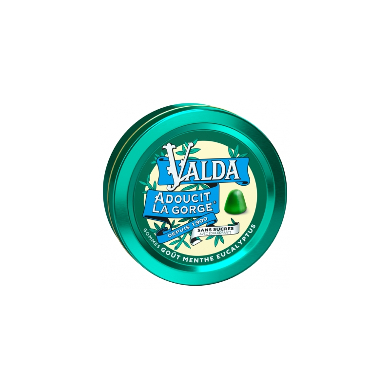 VALDA Gommes Sans Sucre Menthe Eucalyptus boite de 50