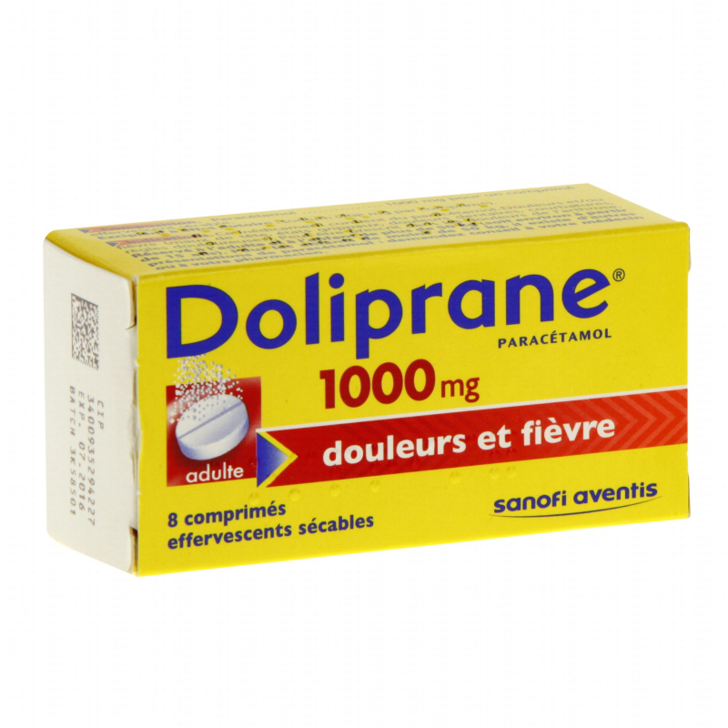 Doliprane 1000 mg 8 comprimés effervescents - PHARMACIE ESPOIR